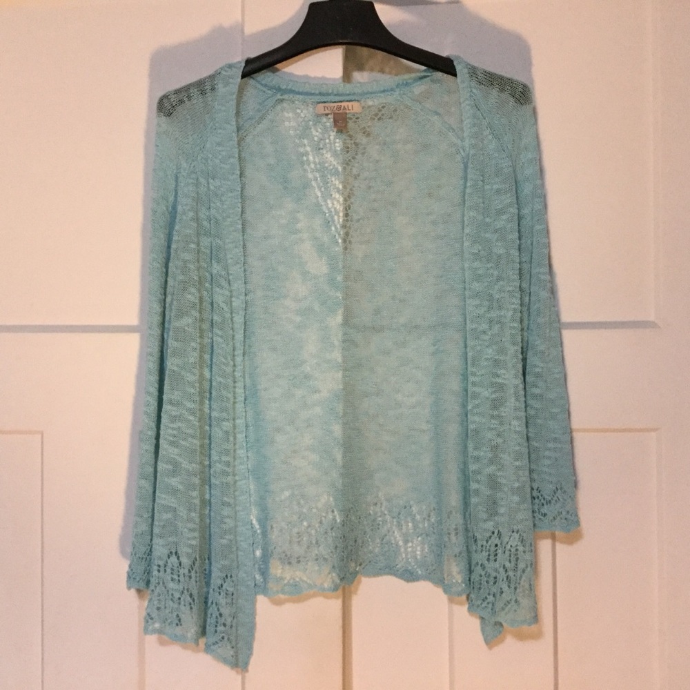Blue Sheer Lace Sweater Cardigan